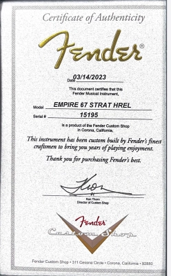 Fender Custom Shop Empire '67 Relic Stratocaster w/Floyd Rose - Black 7